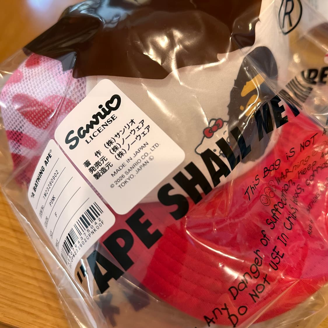 베이프 산리오 콜라보 키티 카모 핑크 모자 상품이미지3