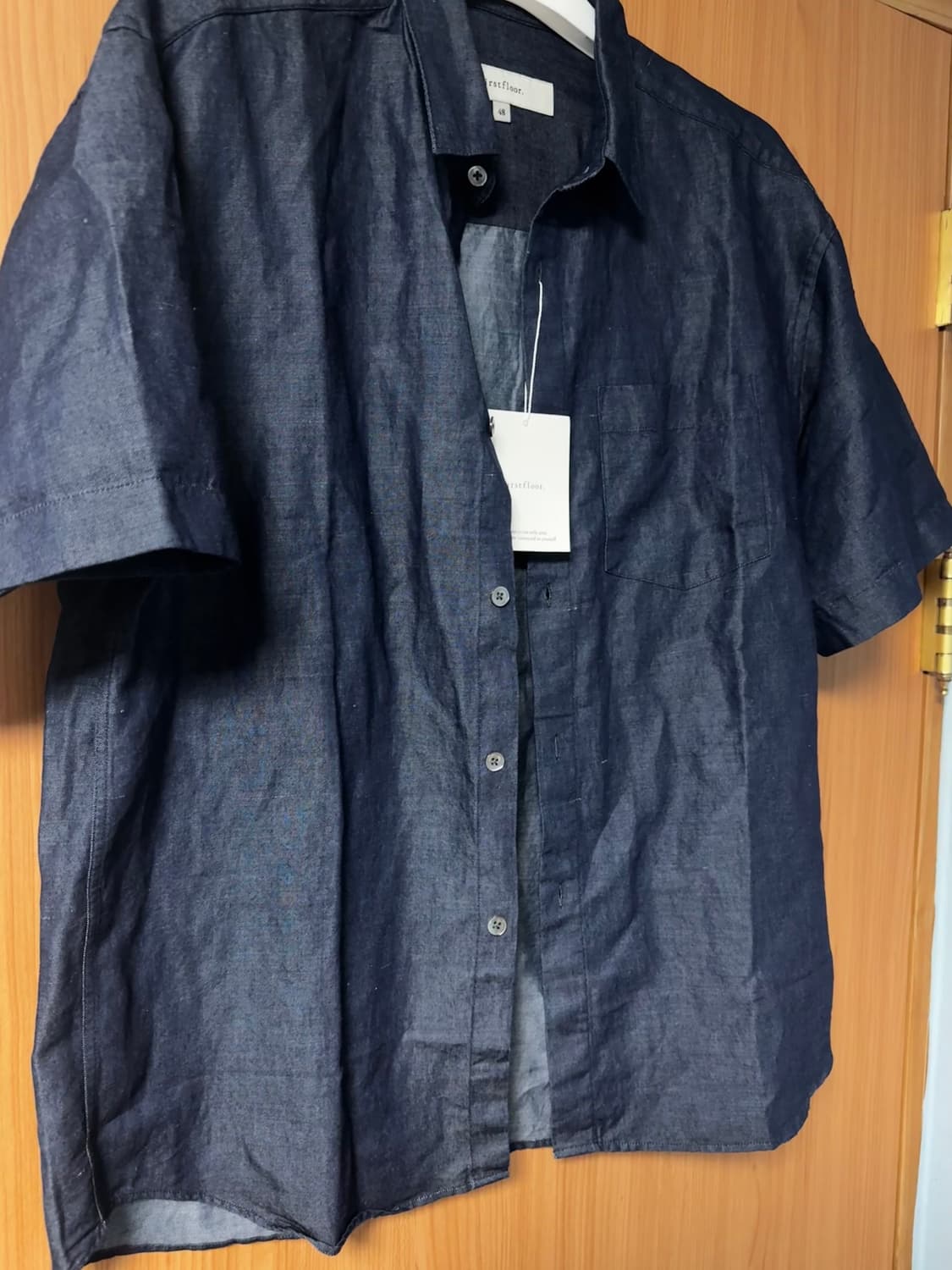 퍼스트플로어 인디고 린넨 반팔 셔츠 48 상품이미지2