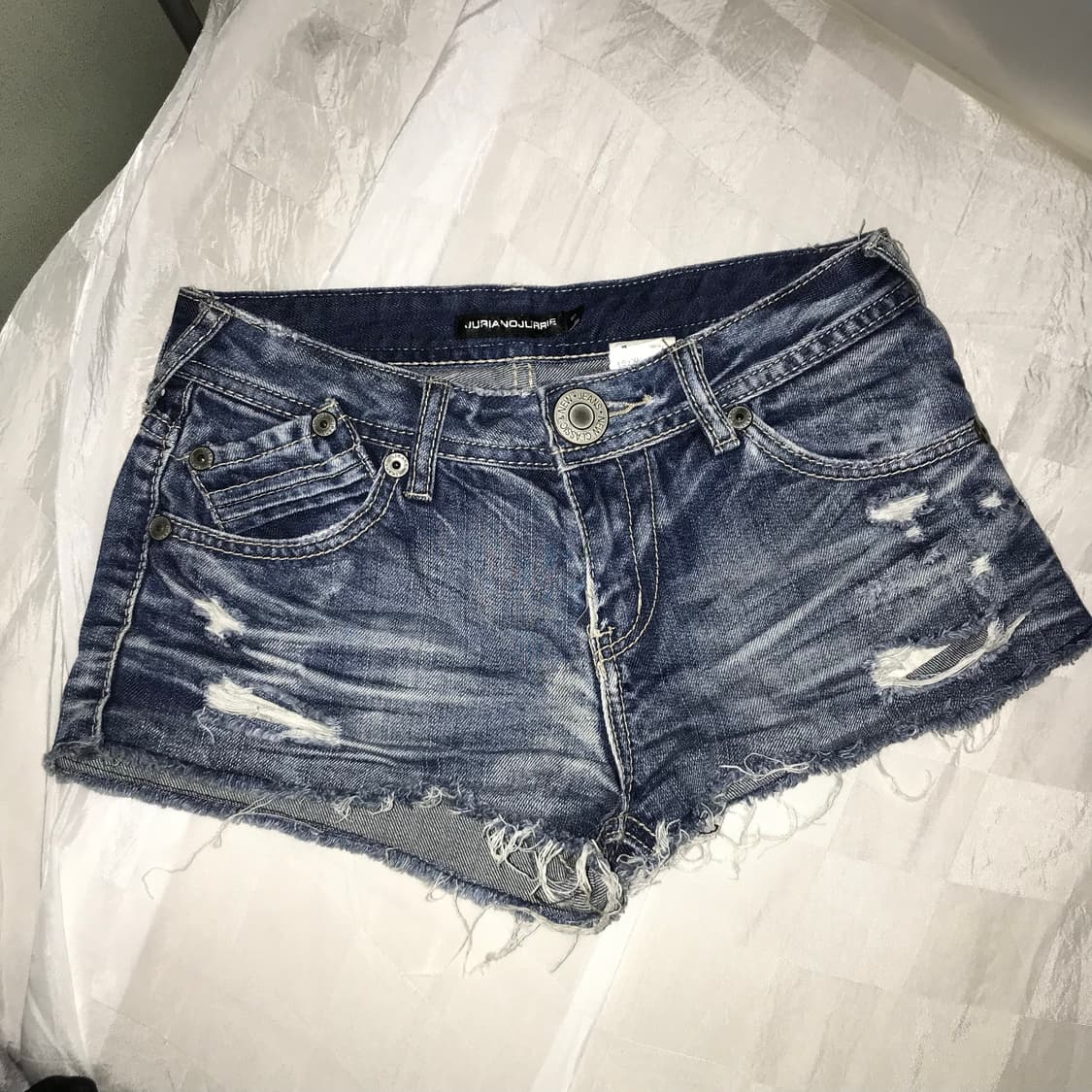 Juriano Jurrie 갸루 데미지 로우 데님 핫팬츠 상품이미지3