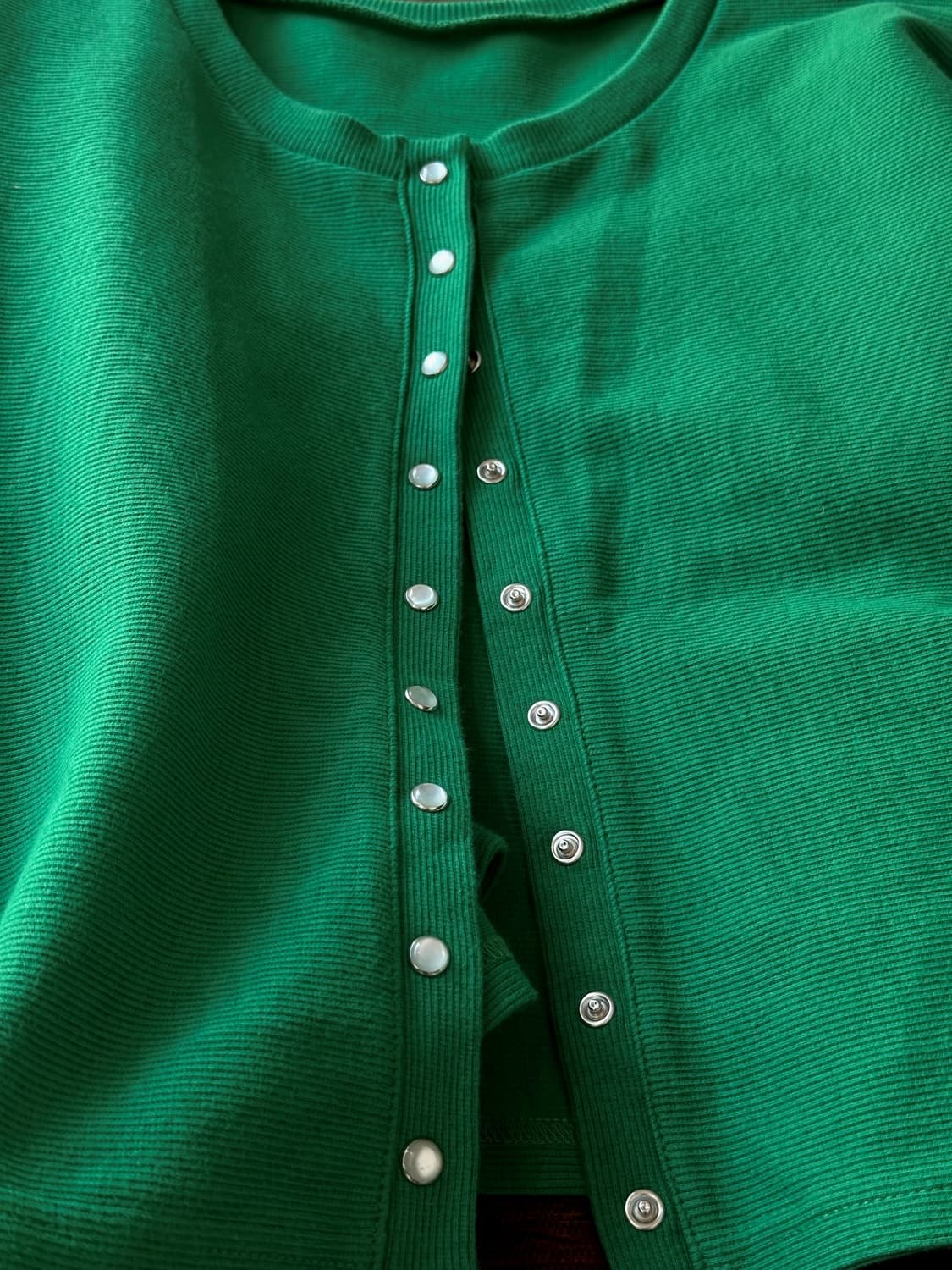 Cotton rib crew neck cardigan 상품이미지3