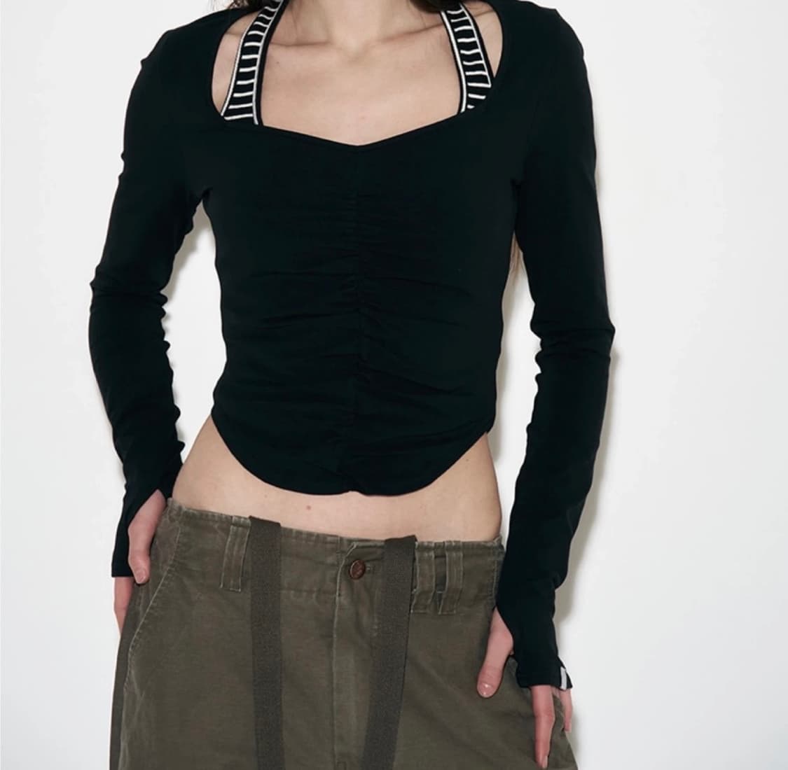 플리즈노팔로우 달린탑 블랙 상품이미지3