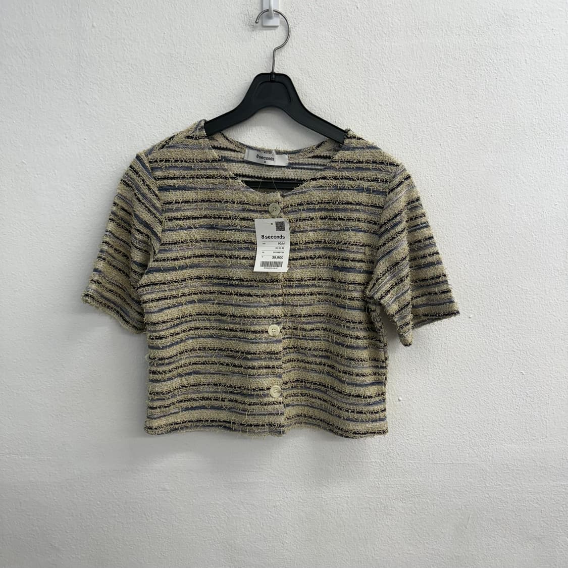8세컨즈 스트라이프 반팔 가디건 (M) 상품이미지1