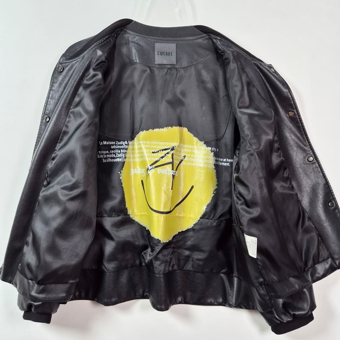 CMCUBE 미니멀 노카라 레더 블루종 자켓 F 상품이미지5