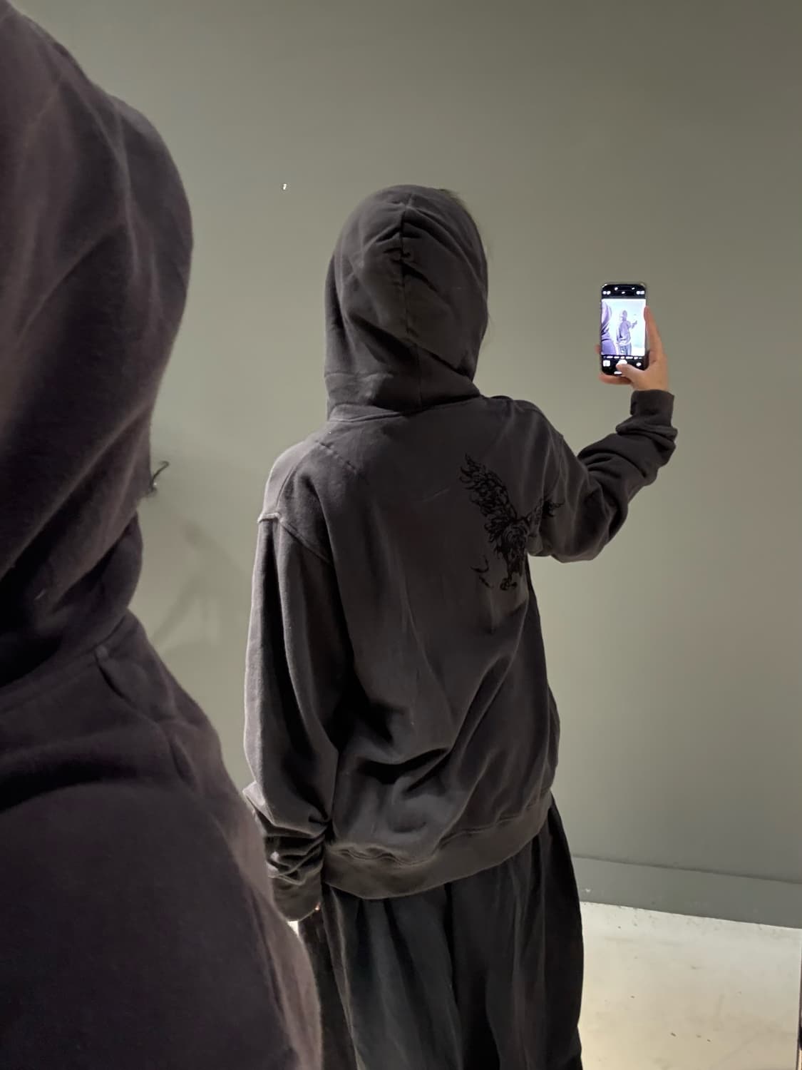 back eagle camo layered hood zip-up 상품이미지5