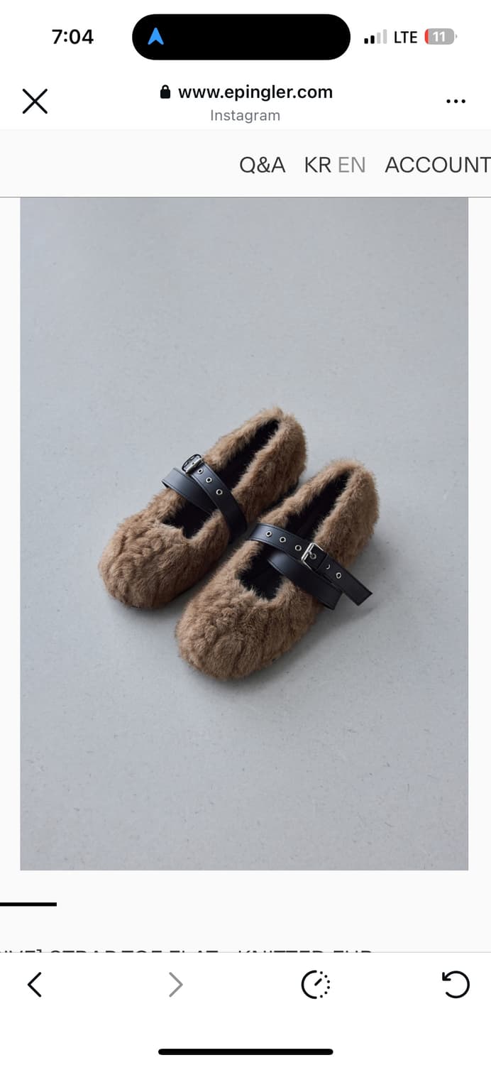 미착용 새상품 ) 에핑글러 스트랩 퍼슈즈 브라운 상품이미지2