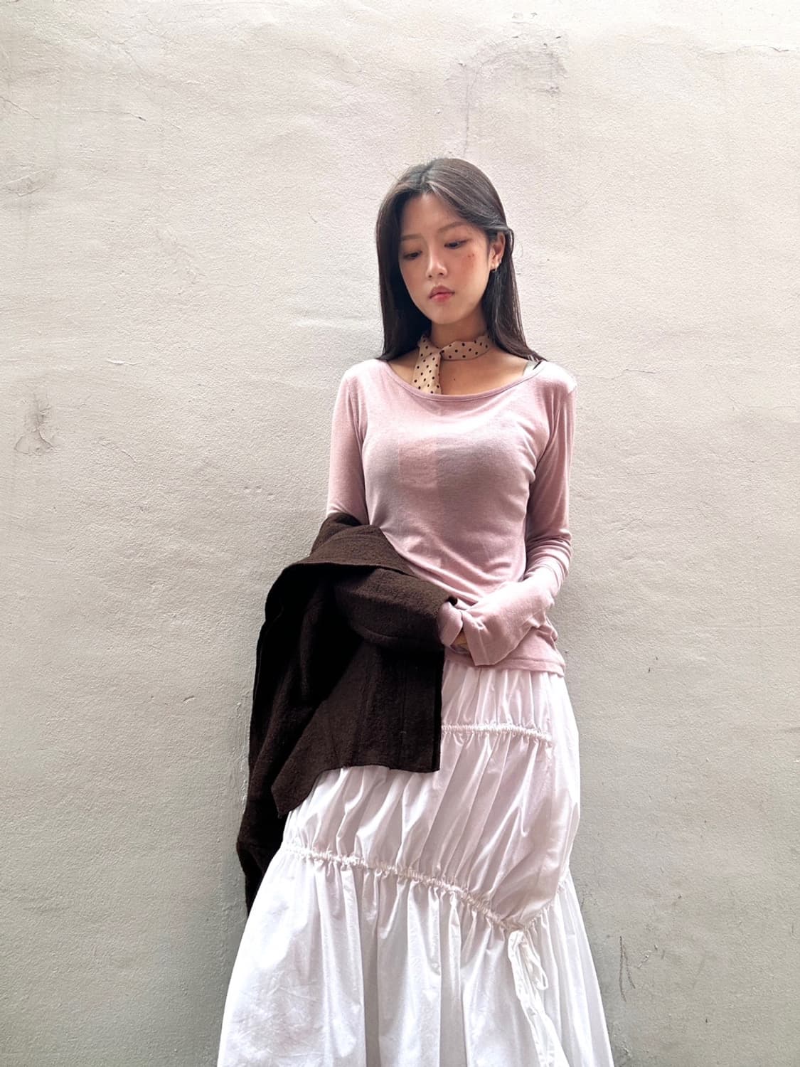 Warm 2 layered cardigan / brown 상품이미지5