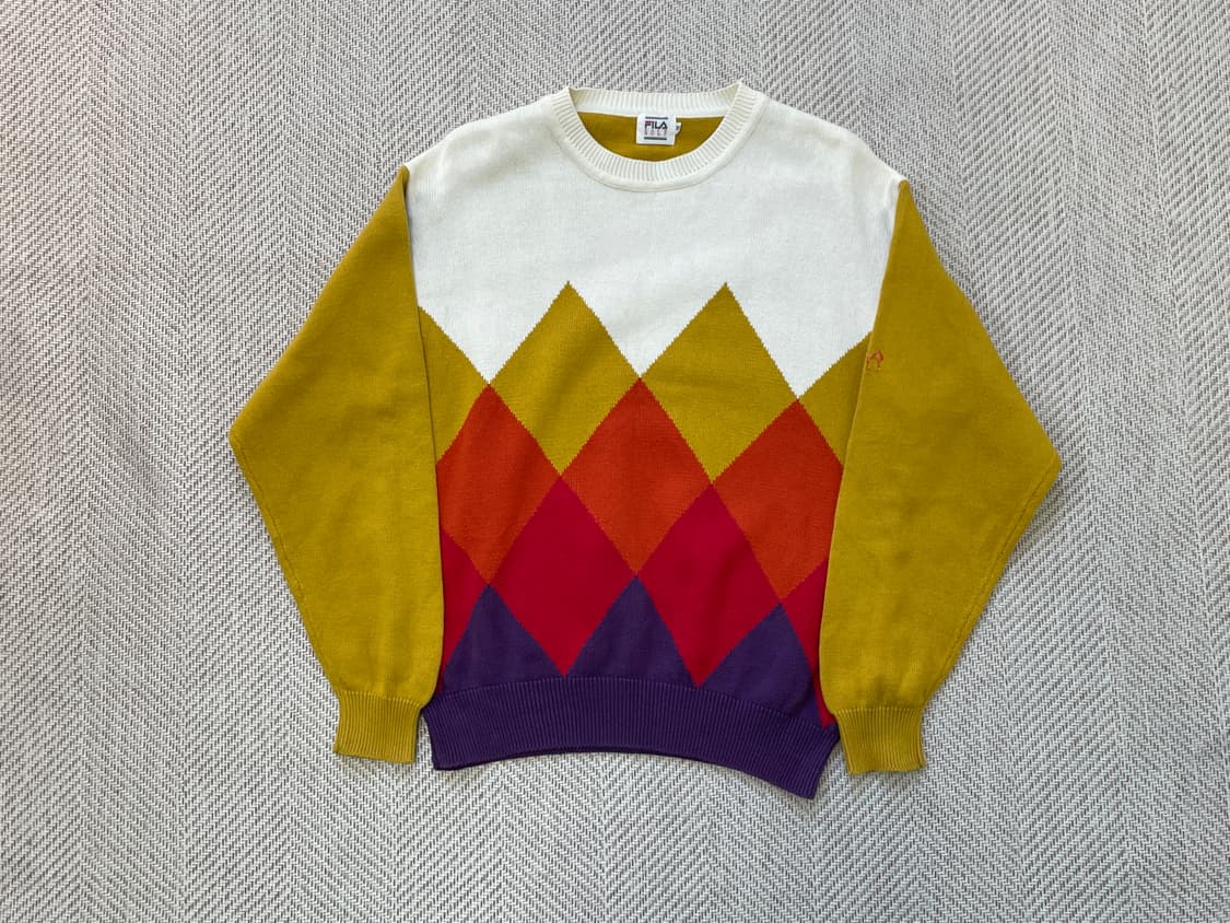 8~90s fila 아가일 멀티 컬러 니트 J04035 상품이미지1