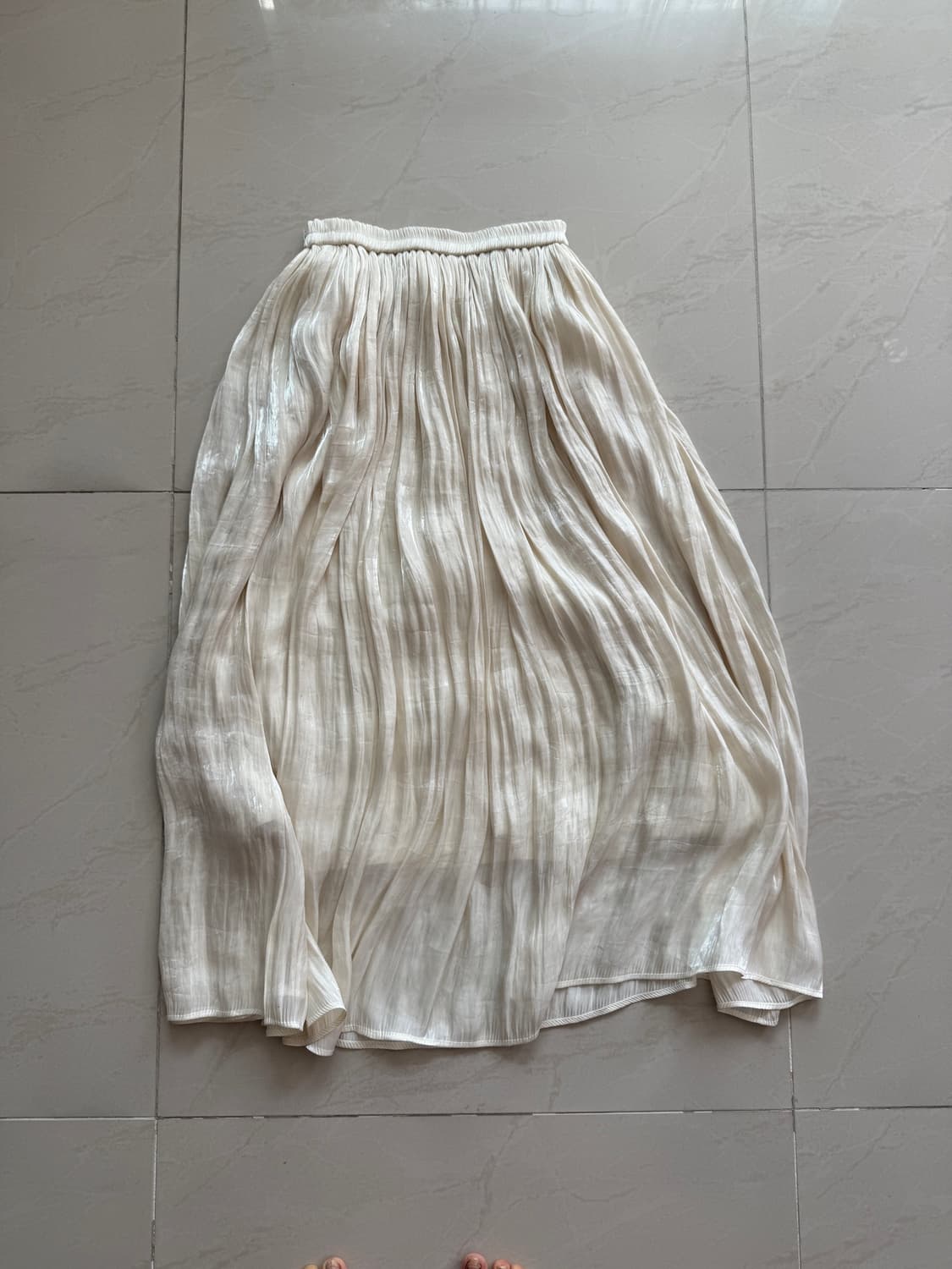 pleats 화이트 스커트 롱 치마 은은한 은실  상품이미지2