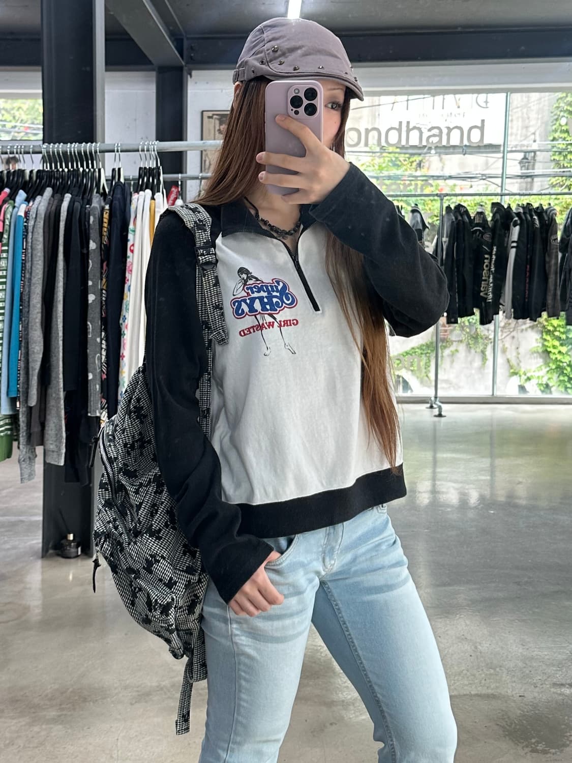 히스테릭글래머 래글런 반집업 맨투맨 상품이미지1