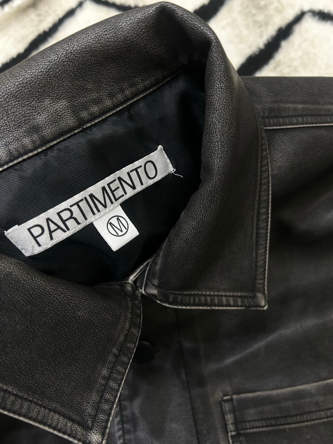 [M]파르티멘토 오버핏 레더 워크 자켓/블랙 상품이미지5