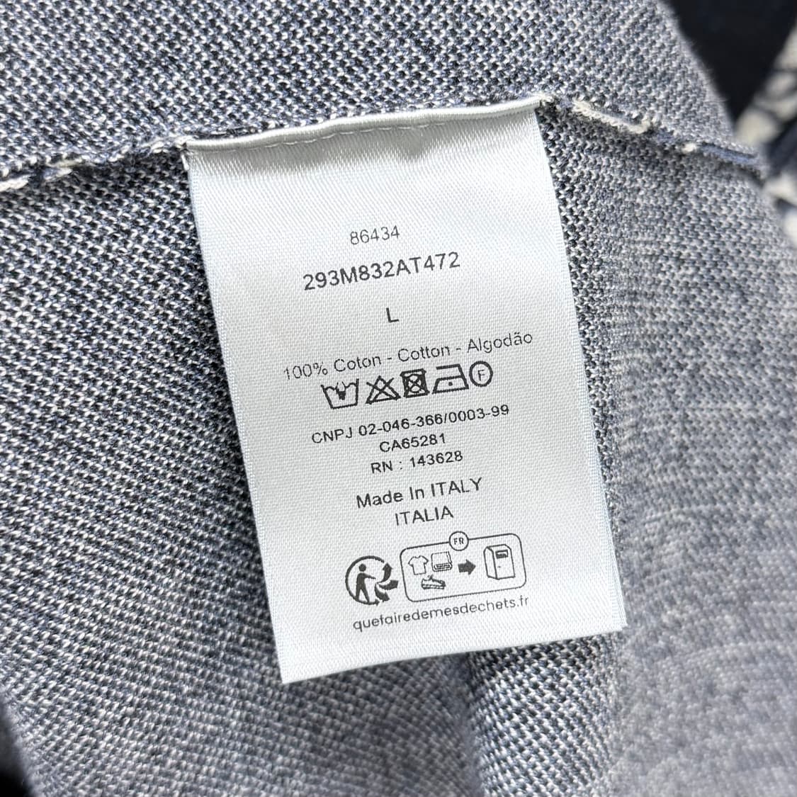 [S+급/L] 디올 오블리크 자카드 반팔 카라티 블랙 상품이미지6