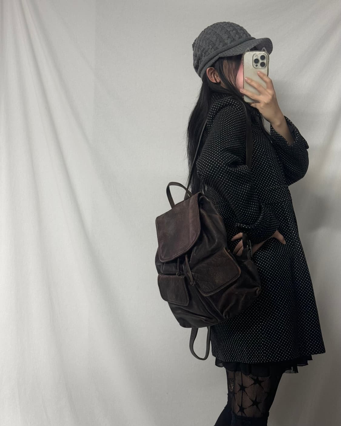 미니 도트 패턴 울 블렌디트 코트 상품이미지8