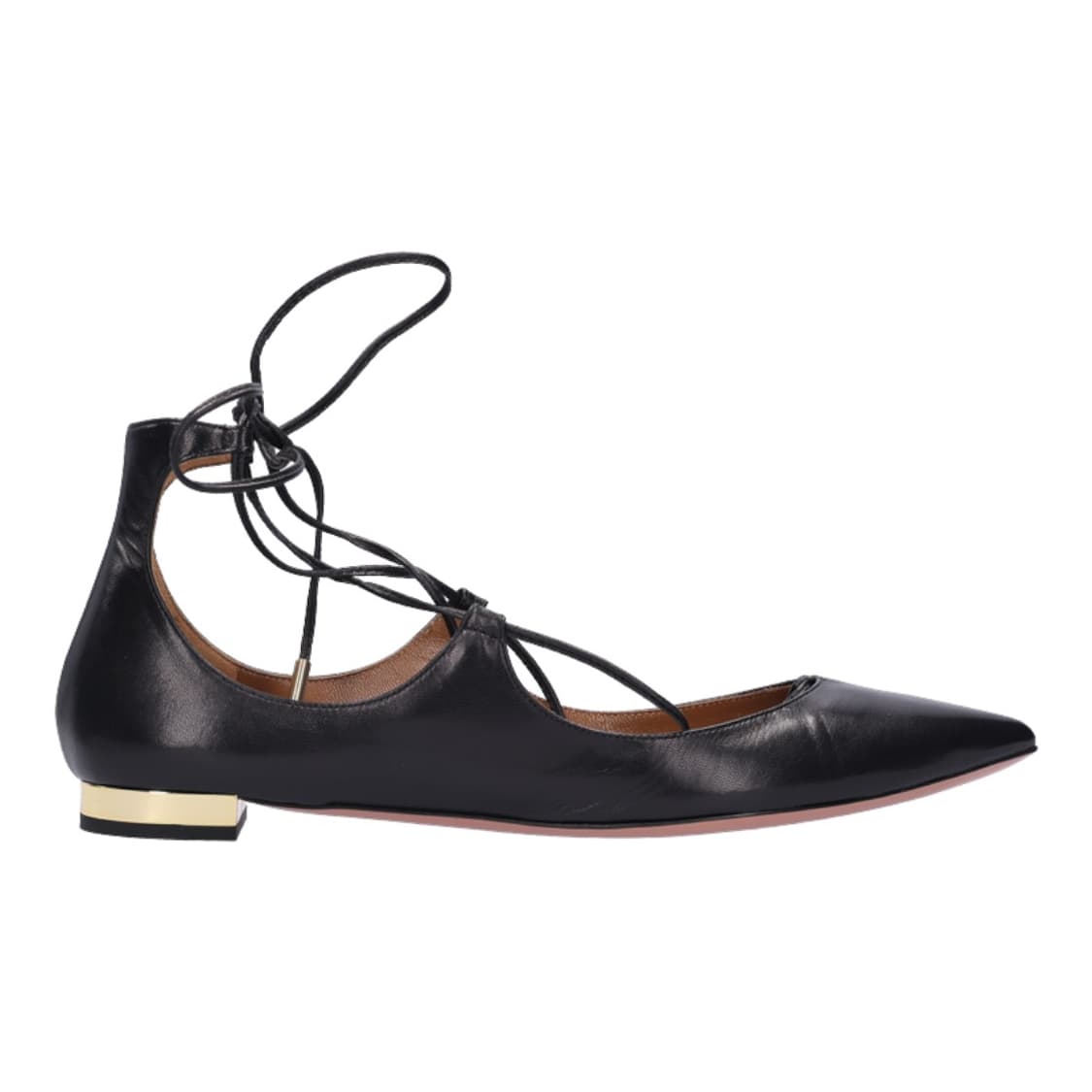 아쿠아주라 크리스티 레이스업 플랫 슈즈 레더 블랙 38  상품이미지1