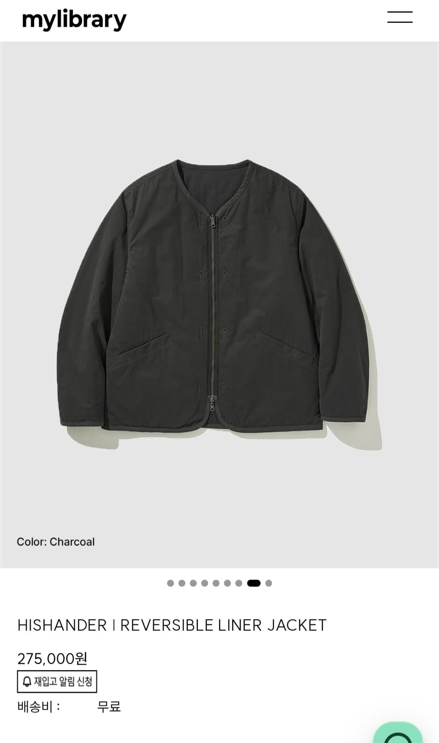 히즈핸더 / 25fw 라이너자켓 차콜 / 1사이즈 상품이미지2