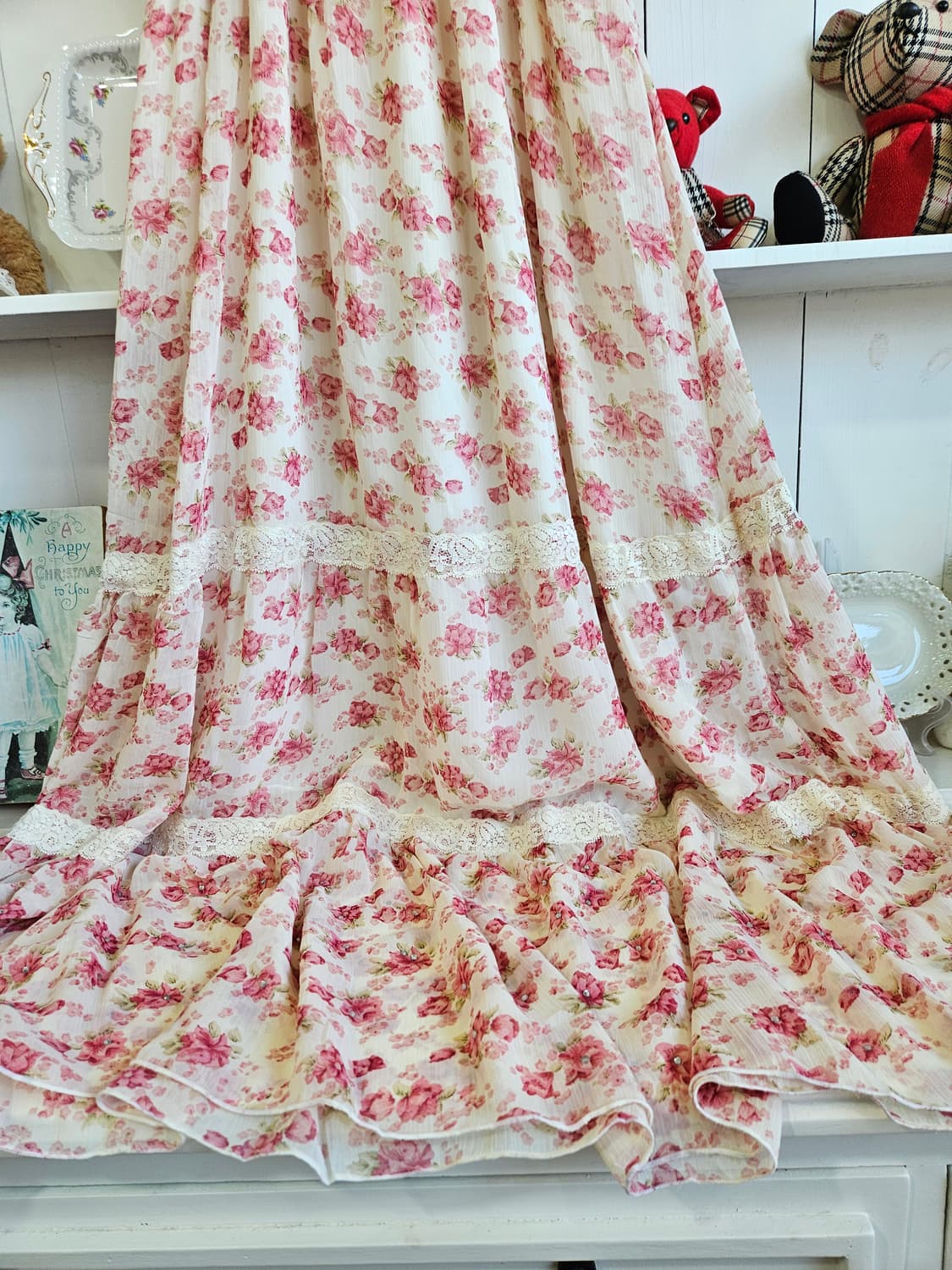 쉐비플라워 레이스 롱 원피스 상품이미지7