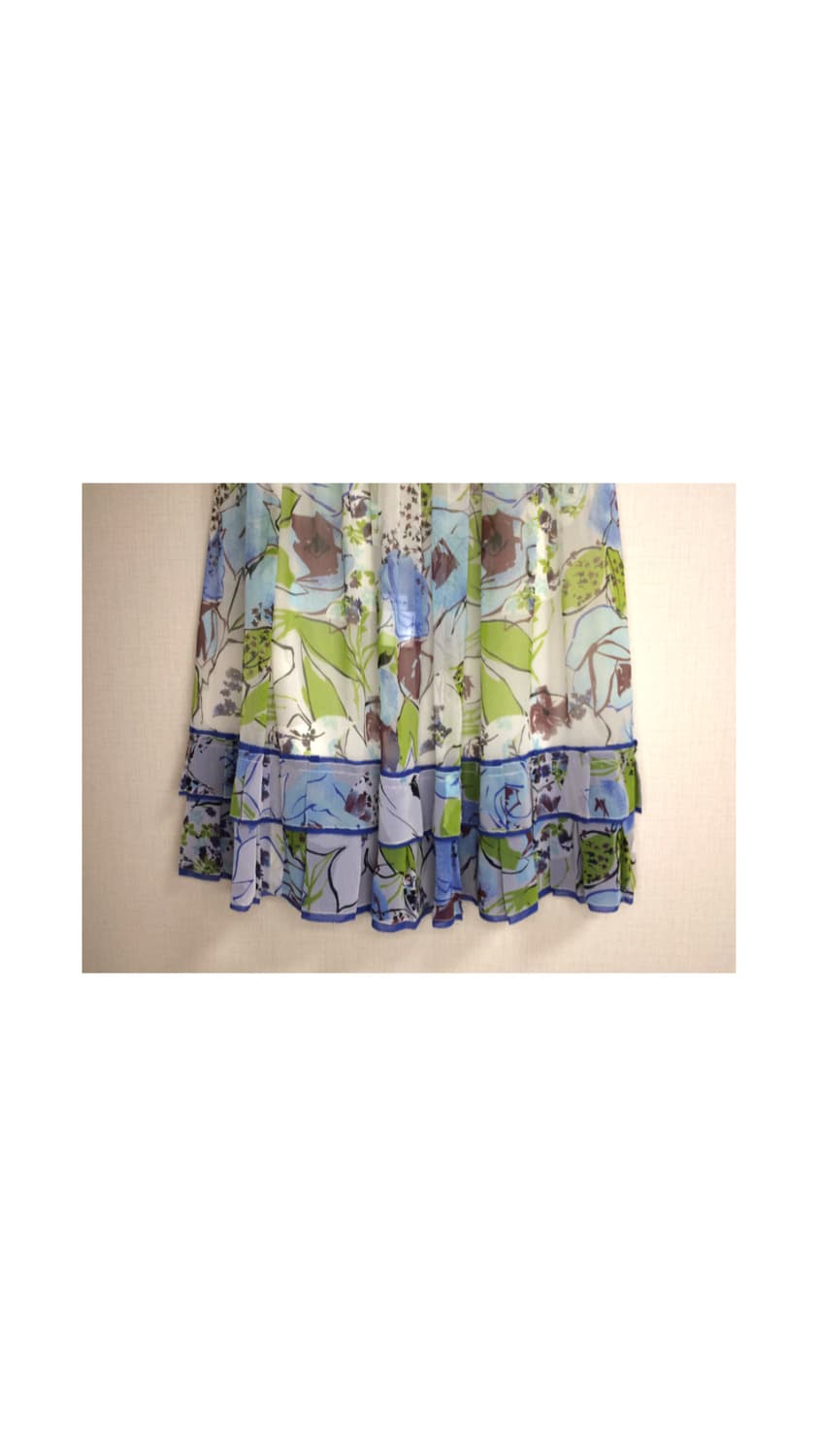 빈티지 플라워 쉬폰 프릴 미디 스커트 상품이미지3