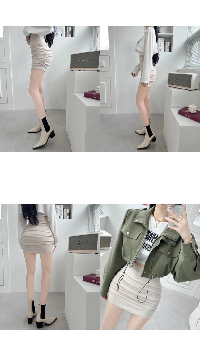 요나 셔링 미니스커트 3개 아이보리,차콜,블랙 상품이미지6