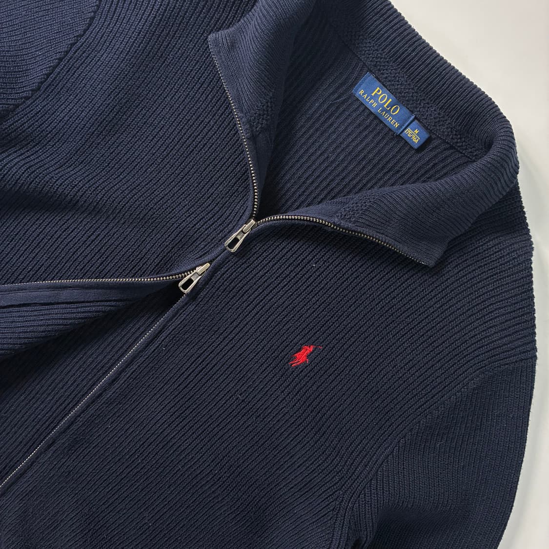 Polo  폴로 랄프로렌 자수 코튼 네이비 투웨이 니트 집업 상품이미지3