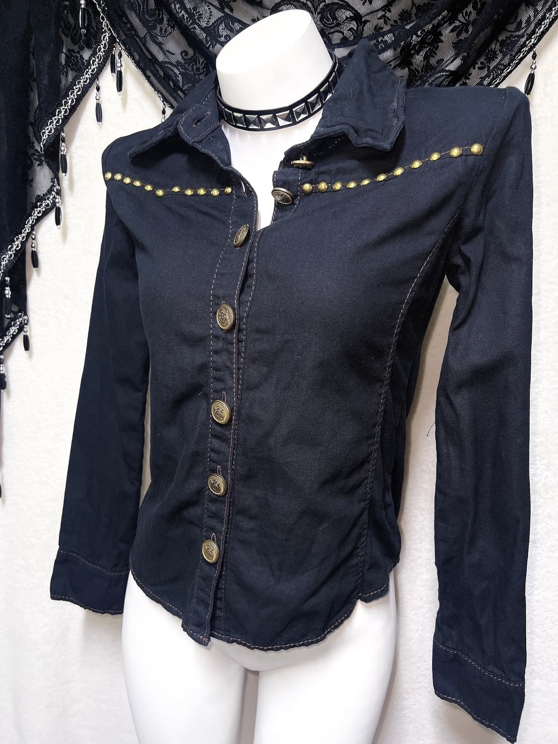 세실맥비 금장 웨스턴 아일렛 셔츠 오네갸루 펑크 y2k d.i.a 핀터 상품이미지8