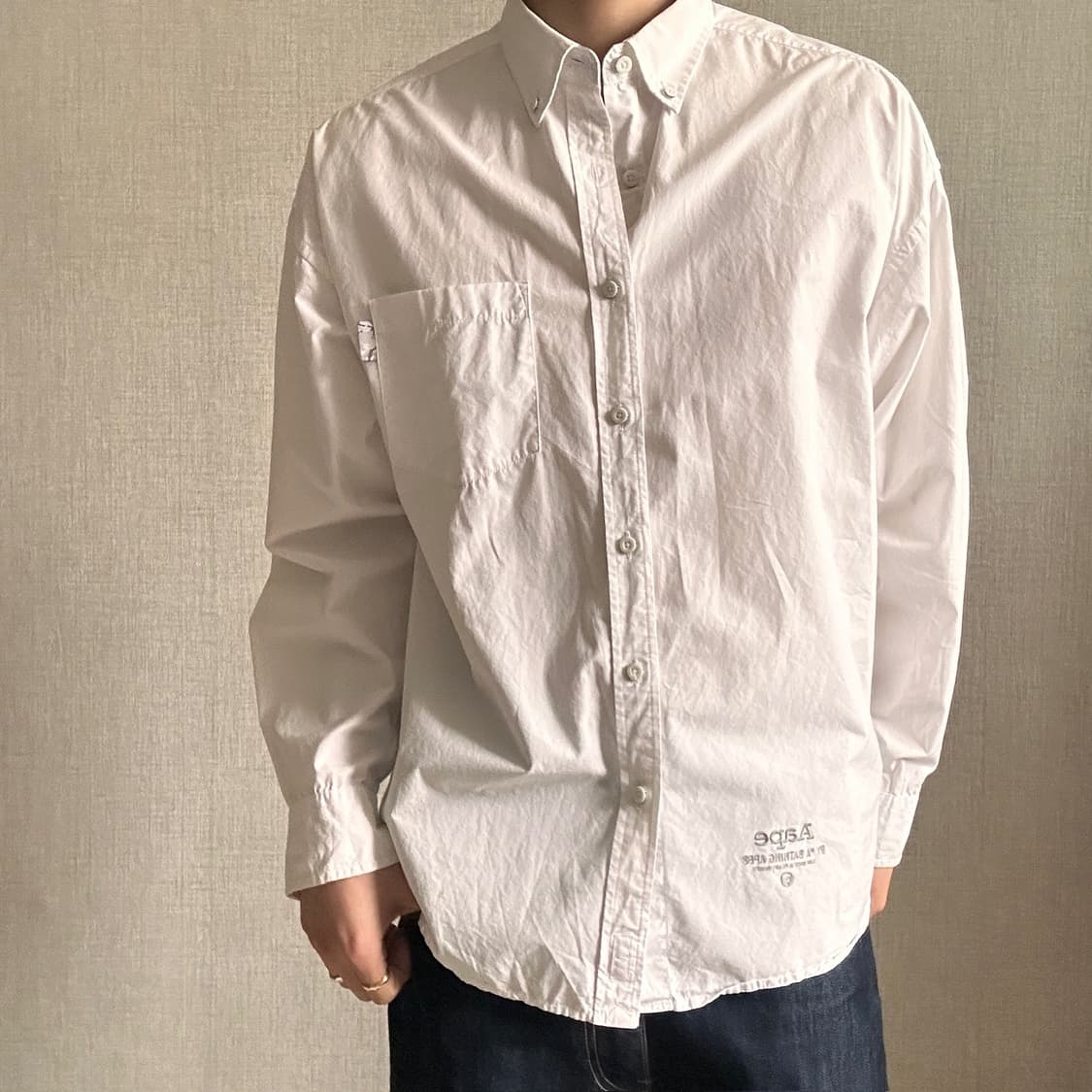  Aape Patch Logo White Overshirt 상품이미지3