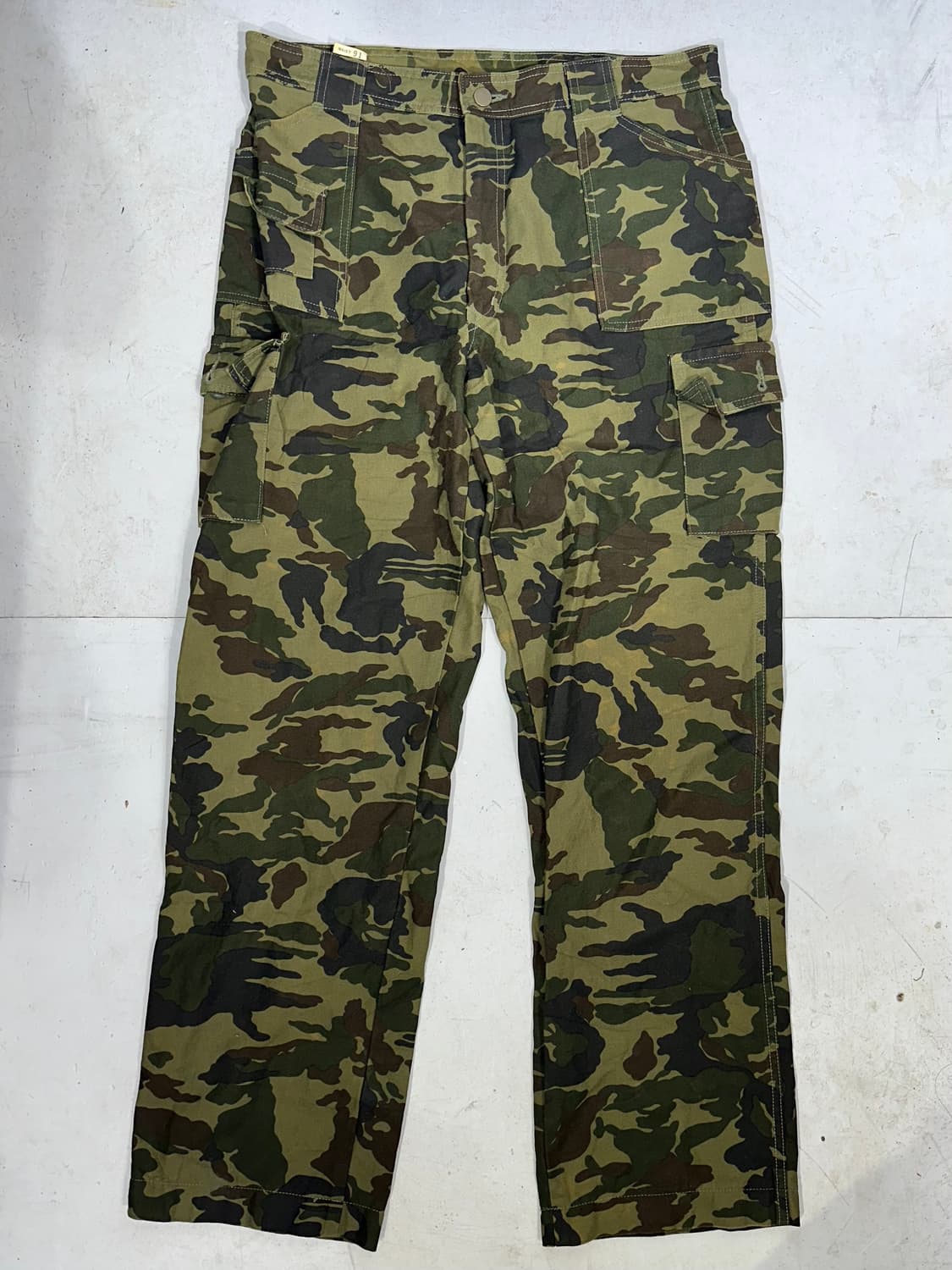 일본 빈티지 카키 와이드 밀리터리 카모 카고 팬츠  상품이미지4