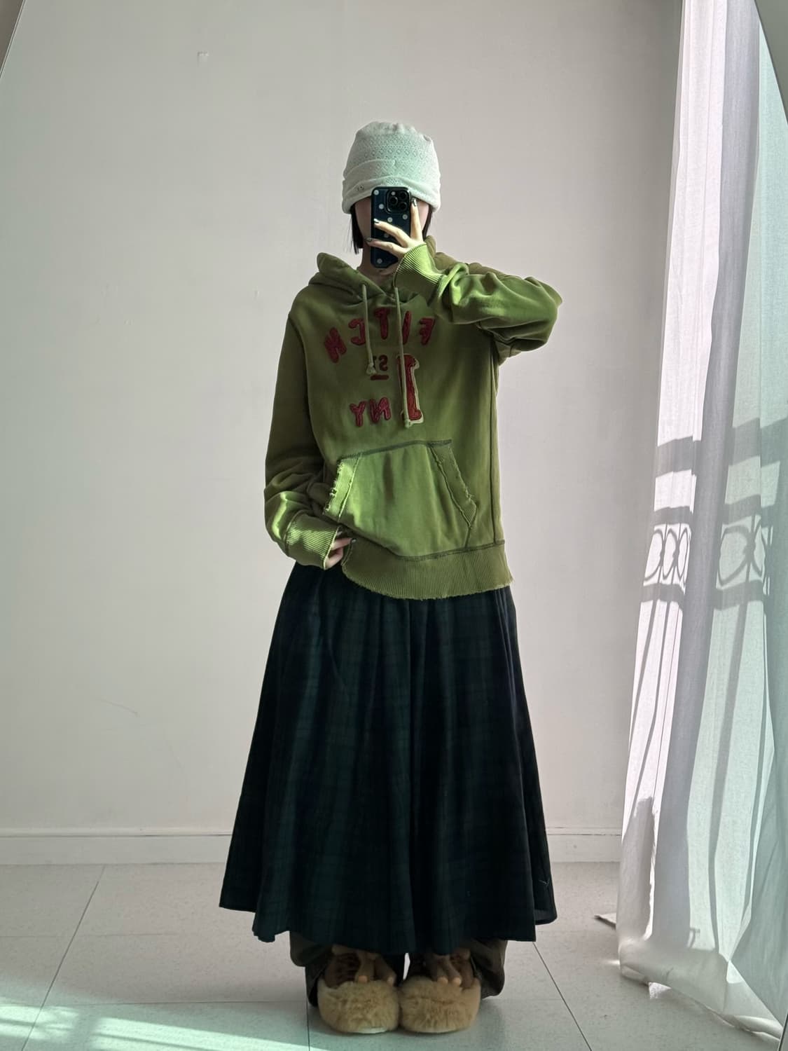 일본 빈티지 체크 롱스커트 상품이미지4