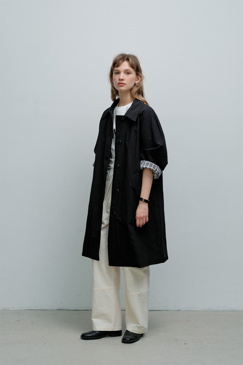 모데스트무드 파우더 트렌치코트 블랙 Powder Trench Coat ( 상품이미지4