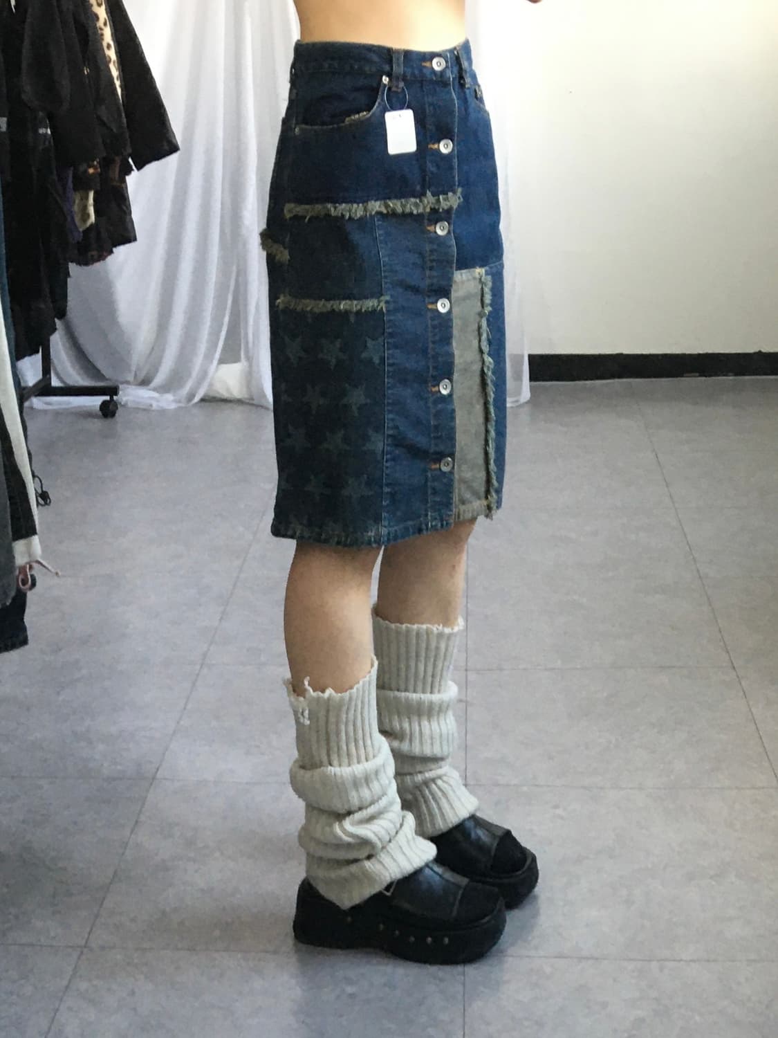 Patch point denim midi skirt 상품이미지6