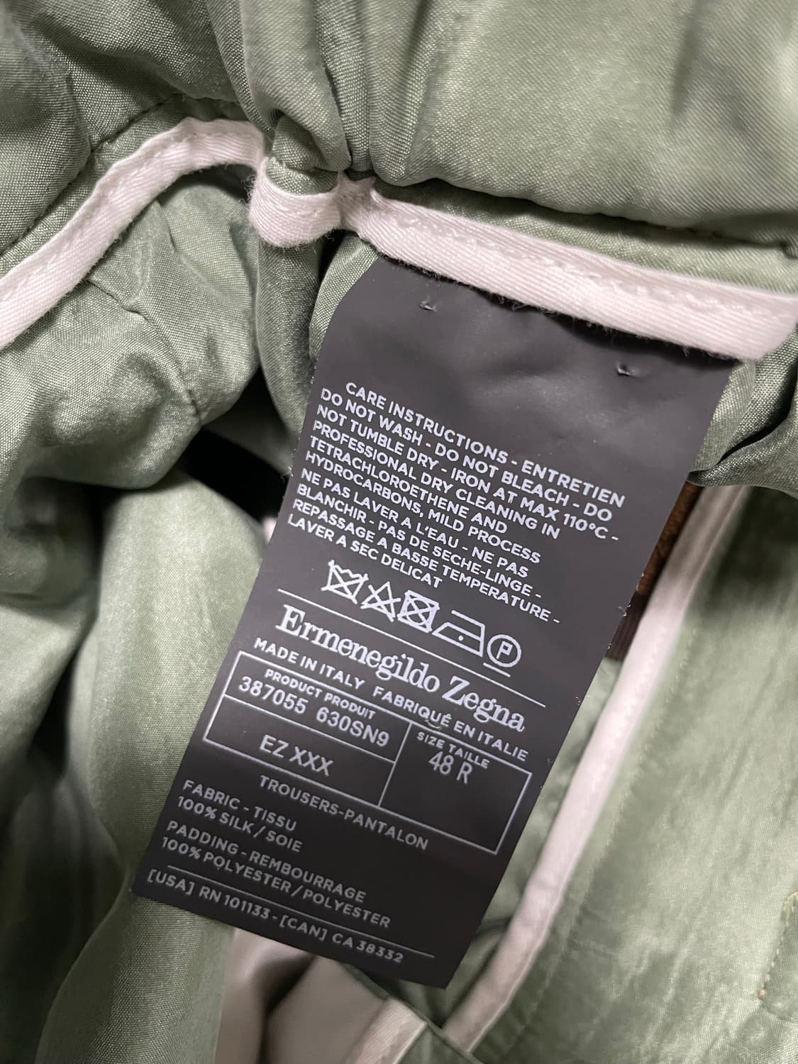 [48R]22ss 에르메네질도 제냐 꾸뛰르 xxx 실크 팬츠 그린 상품이미지7