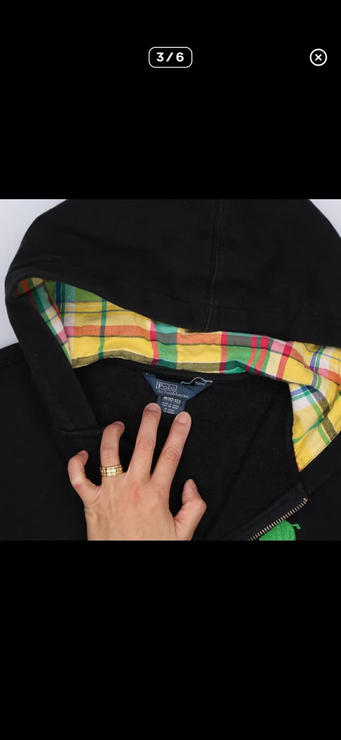 폴로 빅포니 후드 키즈 우먼 체크 블랙  상품이미지2