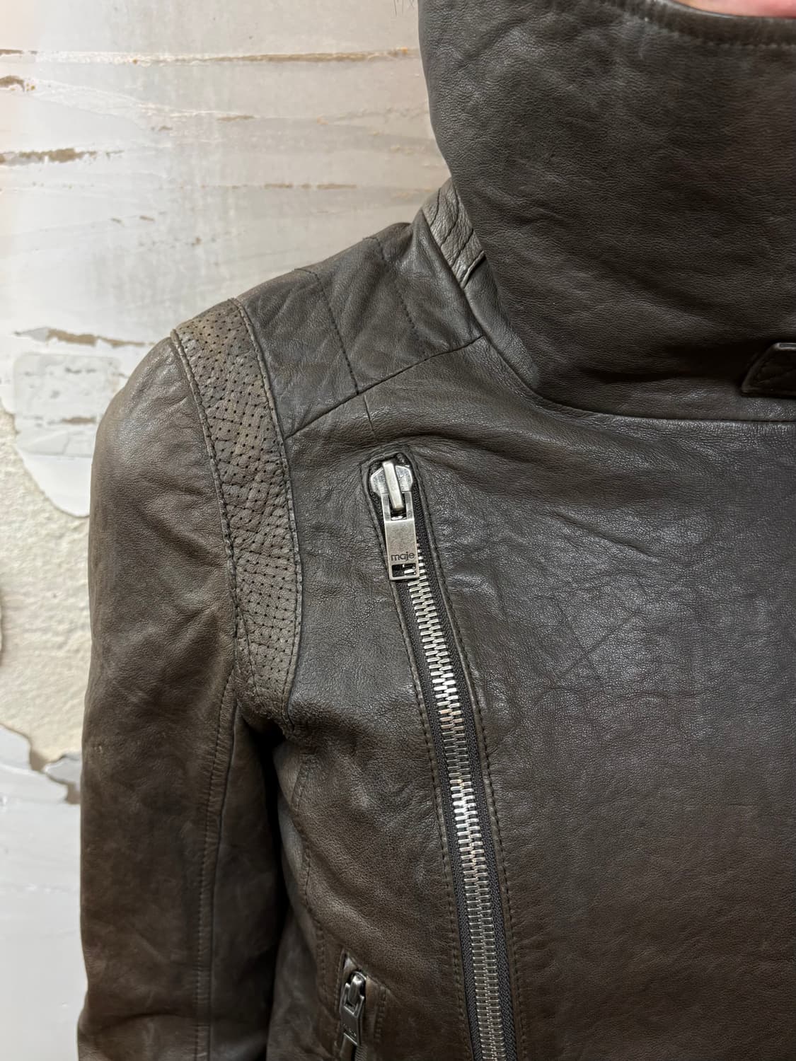 brown belt high neck sheepskin jacket 상품이미지4