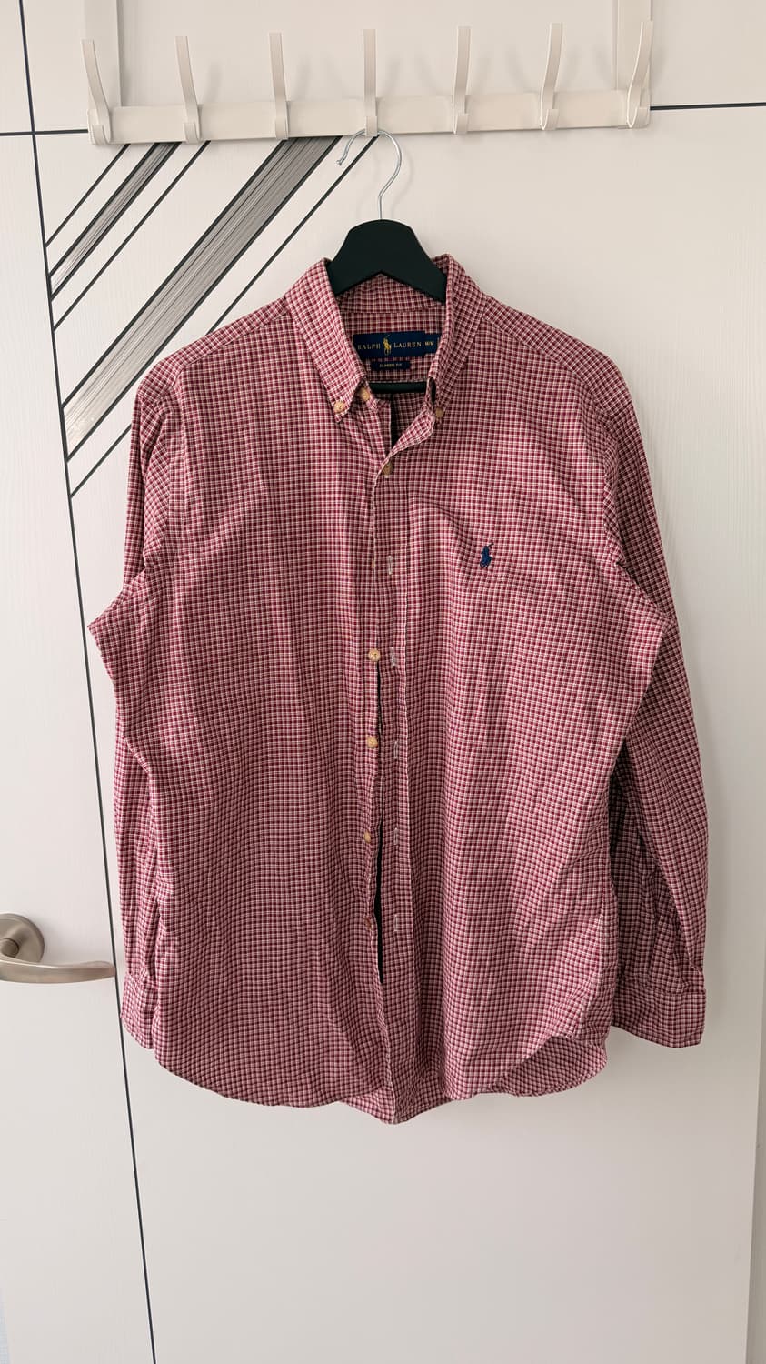 랄프로렌 체크 셔츠 긴팔 버건디 상품이미지1