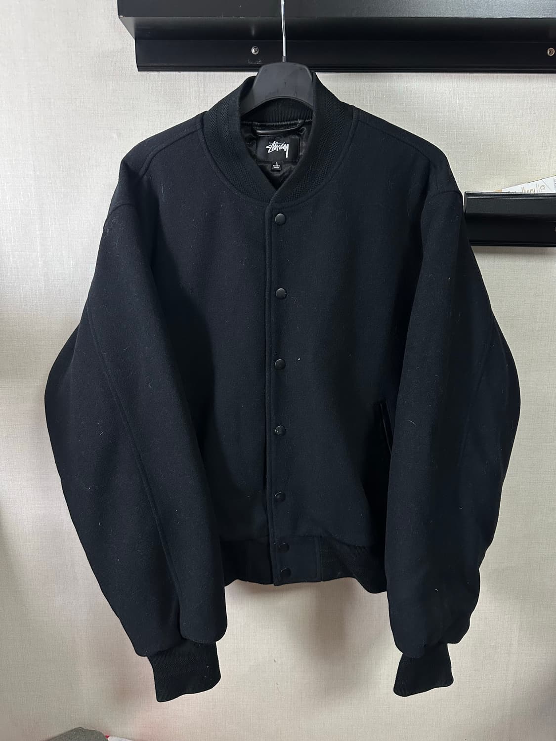 스투시 스포츠 멜튼 바시티 자켓 블랙L (100-105) 상품이미지5