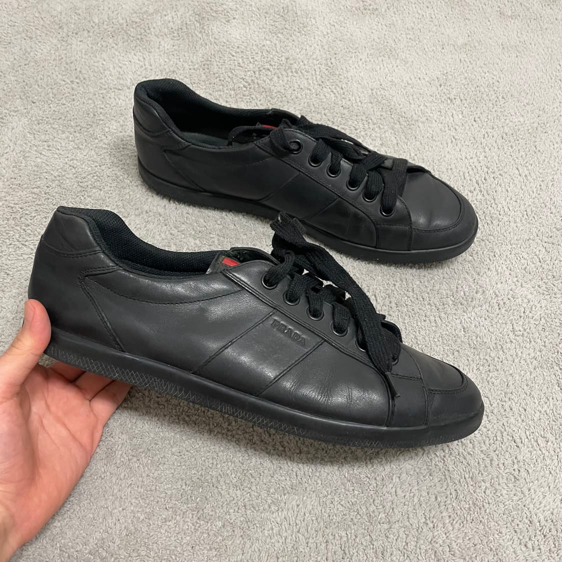 285) 프라다 스포츠 레더 사이드 로고 스니커즈 신발 상품이미지2