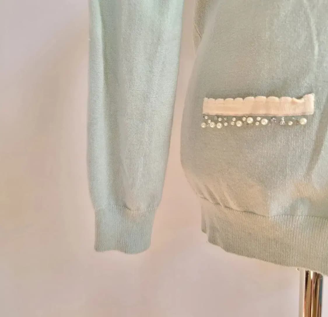 일본빈티지 민트색 간절기 얇은 가디건 상품이미지7