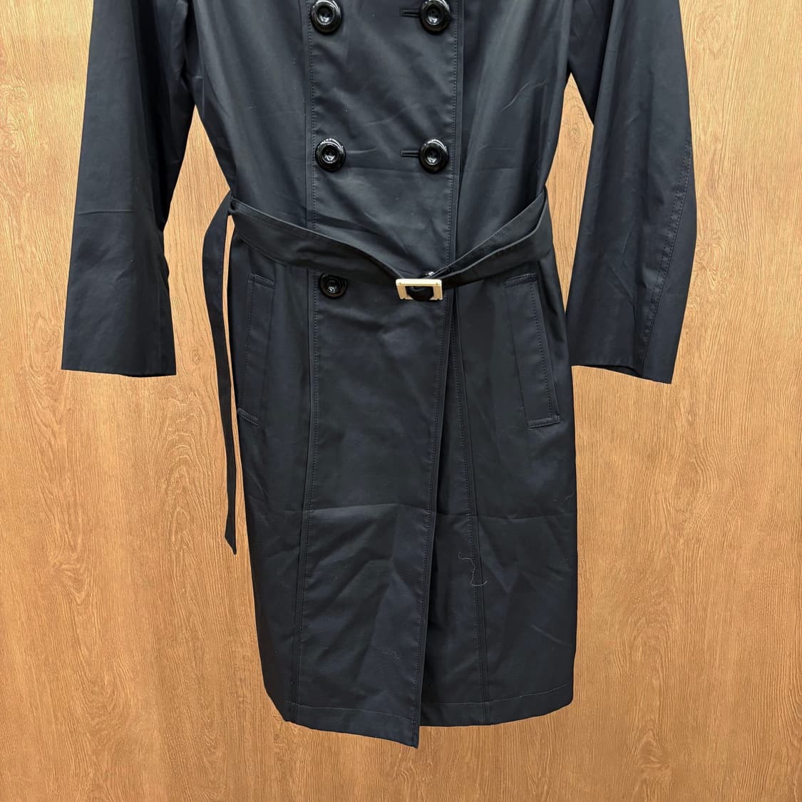 소니아 리키엘 더블 브레스트 트렌치 롱 코트 배색 버튼 벨트 디테일 블랙 상품이미지5