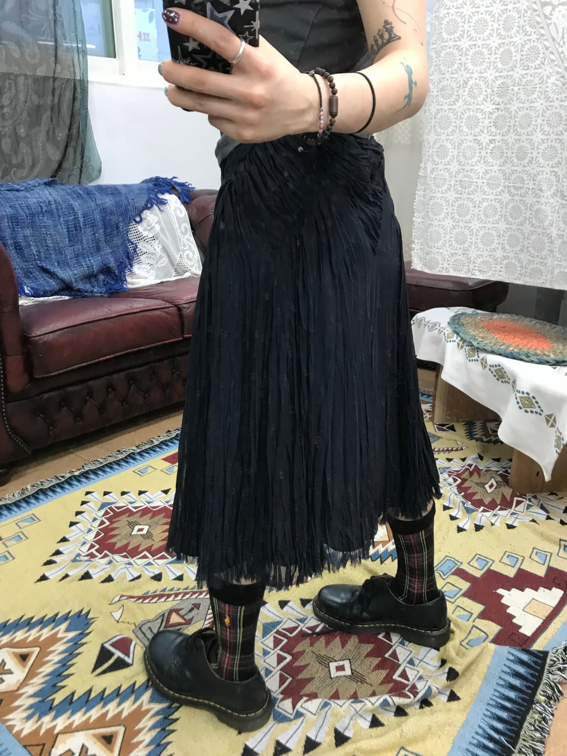 오브제 여성 디테일 네이비 미디스커트 (Z1029) 상품이미지2