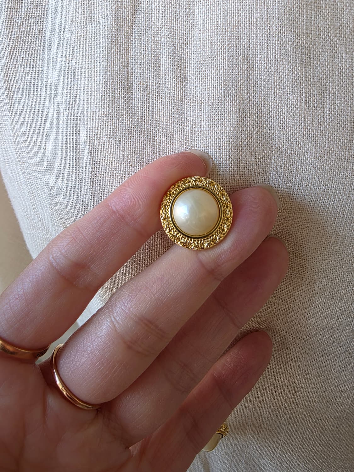 미착용 새상품 린넨 더블 금장 버튼 롱 원피스 상품이미지3