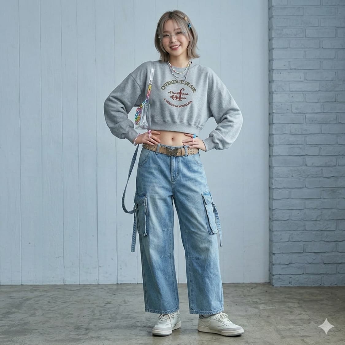 오버듀플레어 그래픽 크롭 맨투맨 스웨트셔츠 상품이미지1