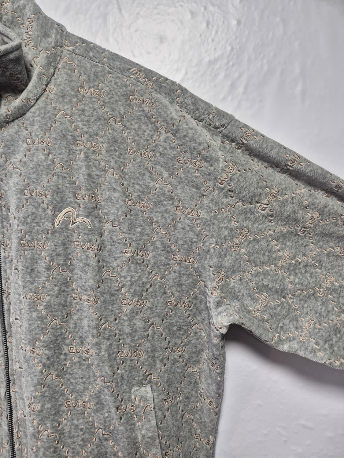 EVISU 에비수 올오버 패턴 후리스 집업 105 XL사이즈(상태A급) 상품이미지2