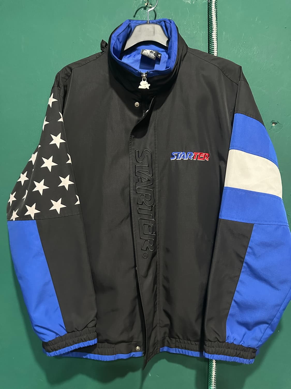 스타터 블랙 바람막이 성조기패턴 XL 상품이미지1