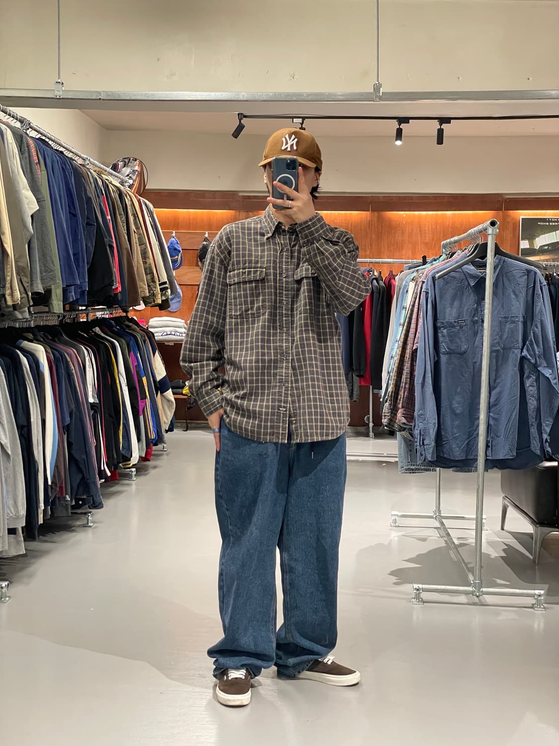 다커스 브라운 체크 셔츠 상품이미지2