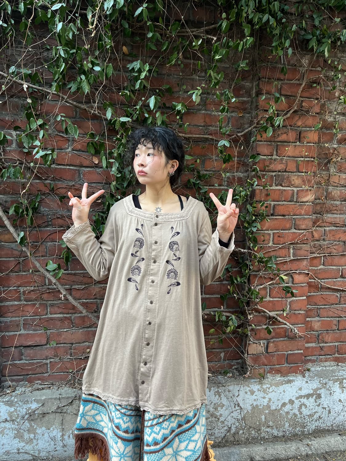 Drugstores 인디안 캐릭터 긴팔 미디 원피스 상품이미지3