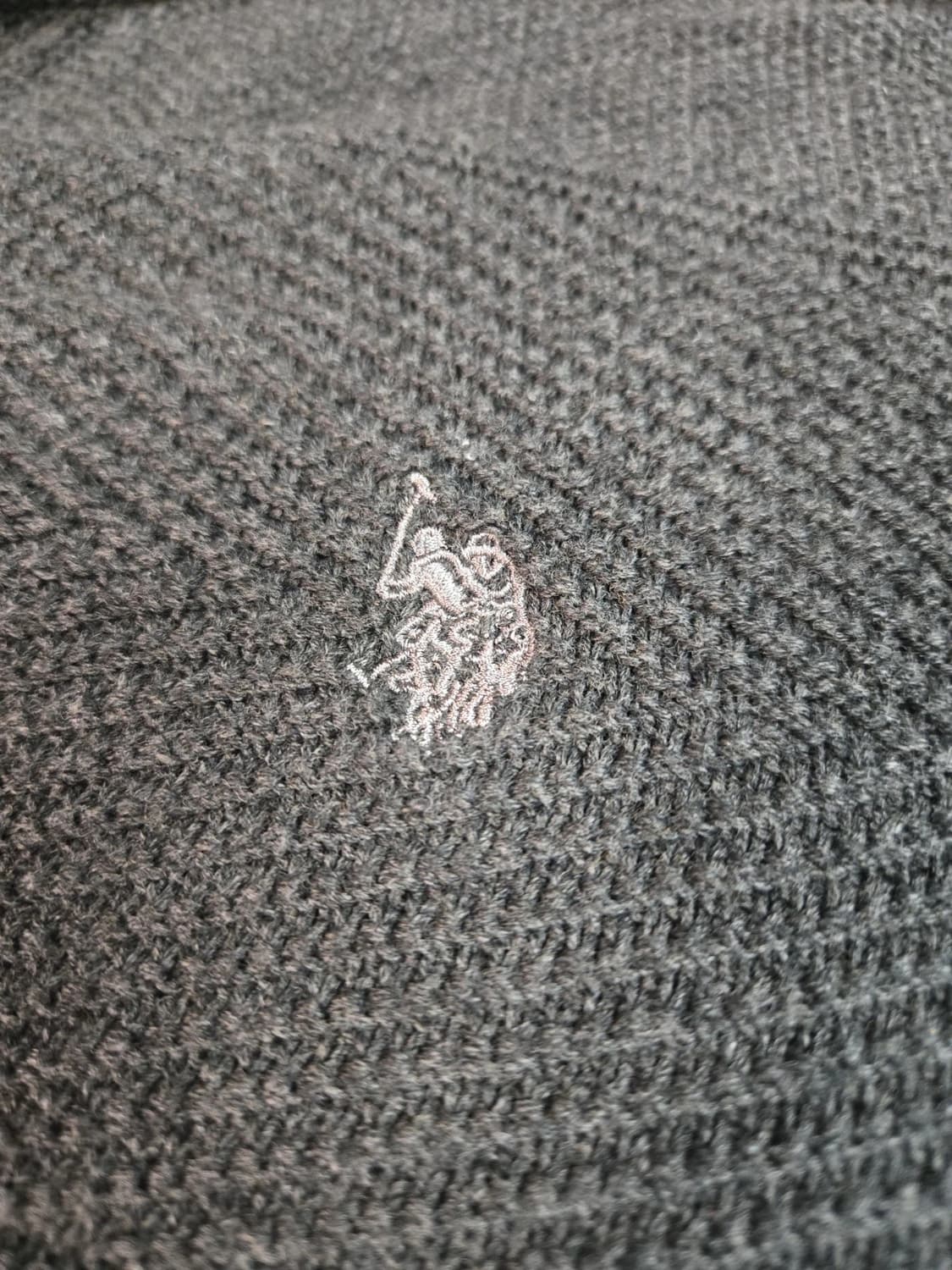 US 폴로 그레이 코튼 하프 집업 니트 스웨터  상품이미지2