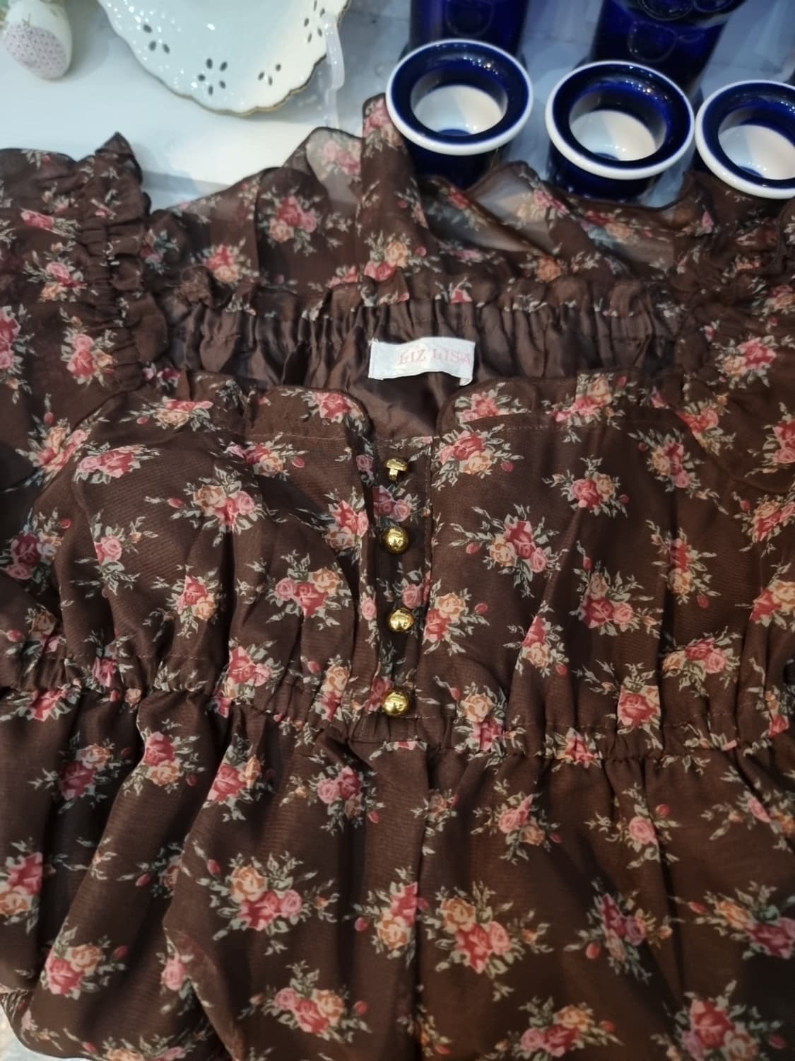 LIZ LISA 오프숄더 로즈 쉬폰 원피스 상품이미지7