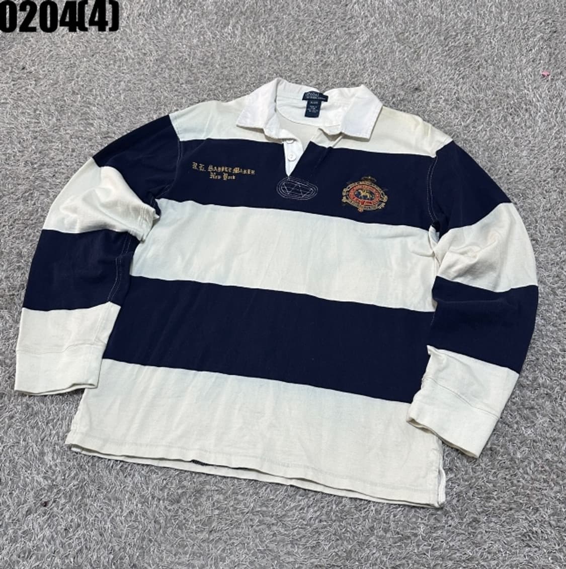 [XL] 폴로 랄프로렌 럭비 스트라이프 긴팔 카라 티셔츠 0204(4) 상품이미지1