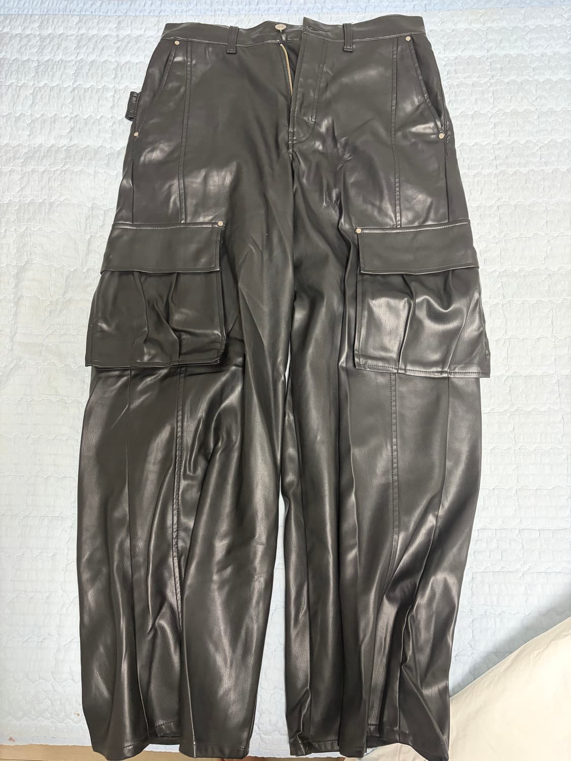 메종 미드네 블랙 레더 카고팬츠 상품이미지1