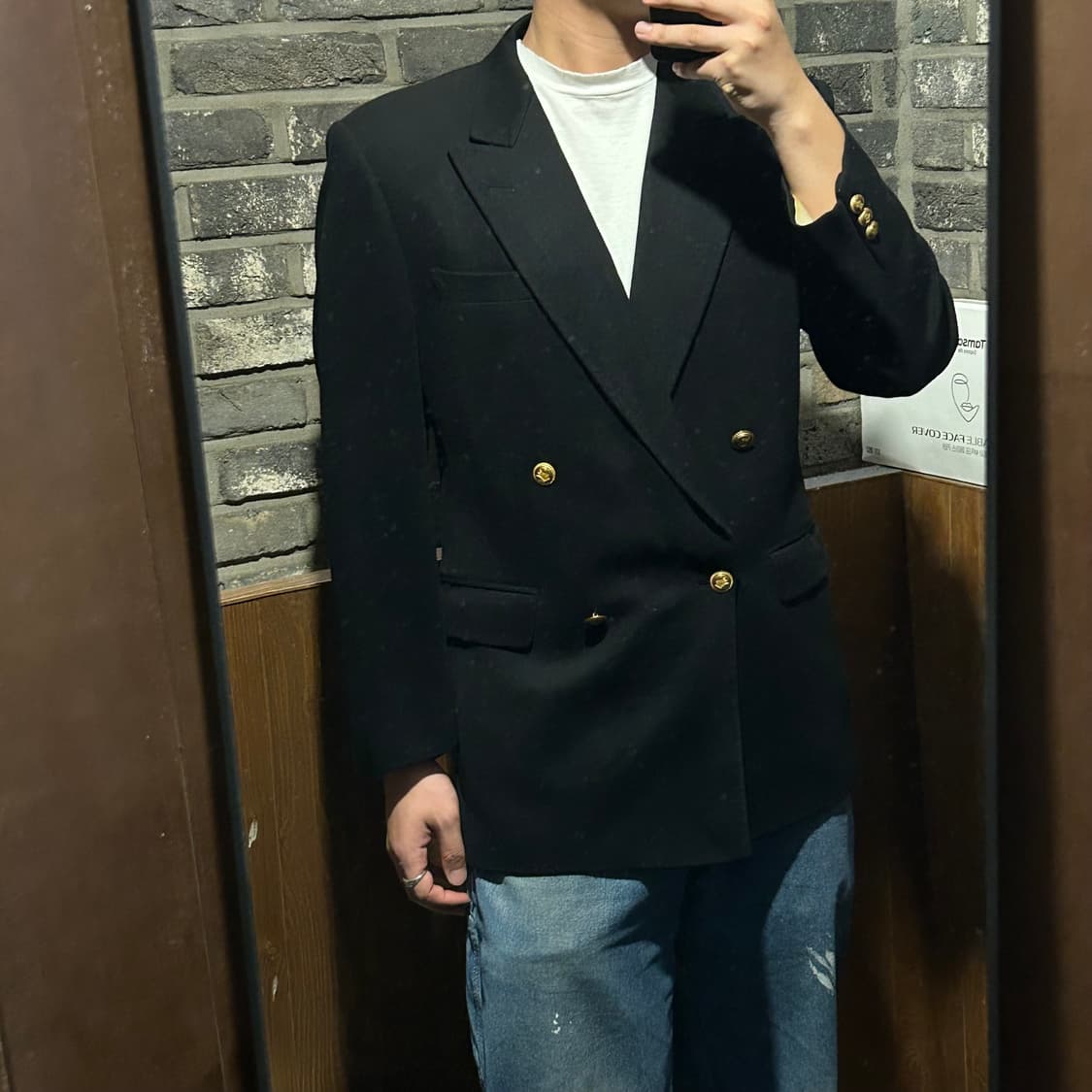 L) 아쿠아스큐텀 울 캐시미어 금장 버튼 블레이저 자켓 상품이미지10