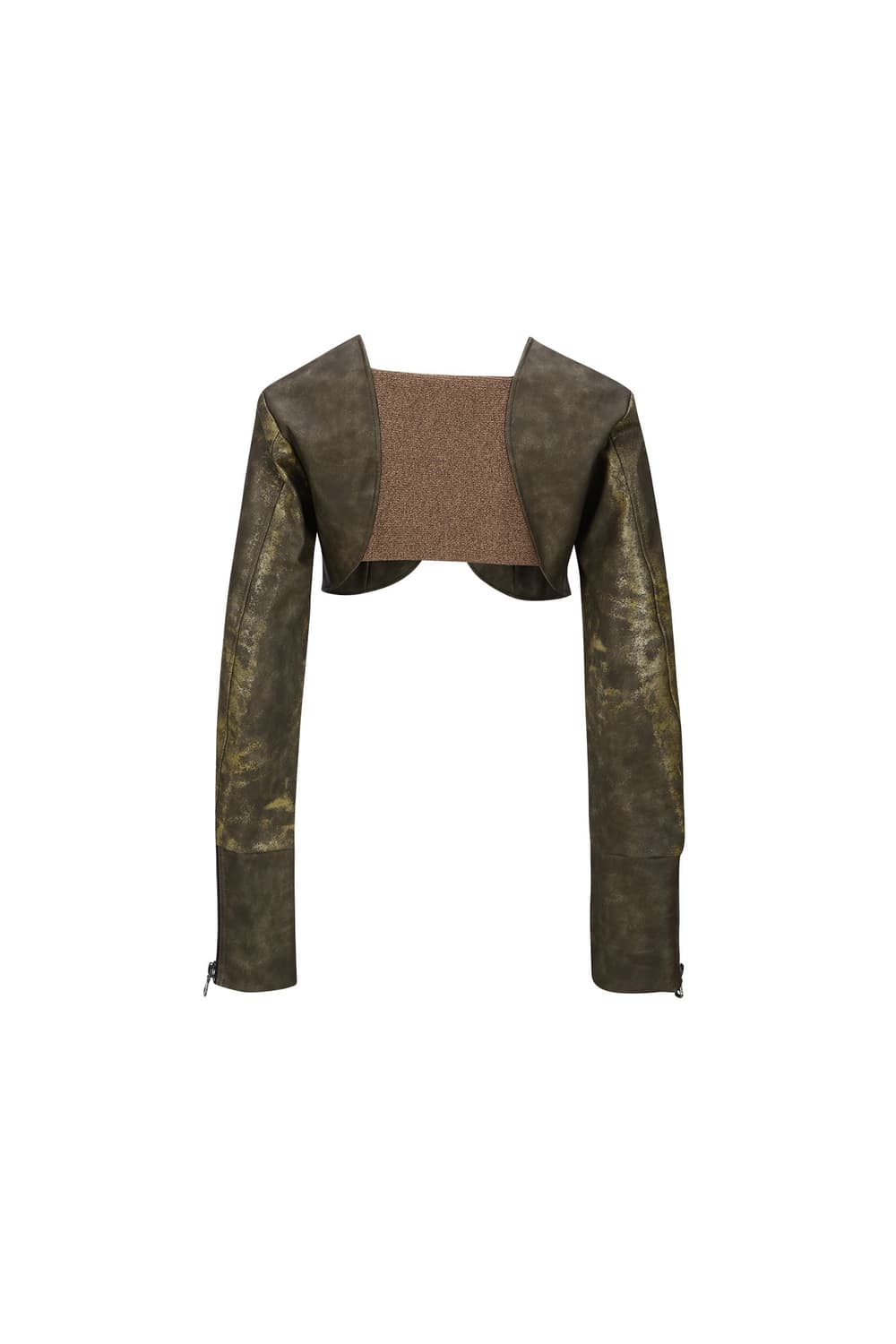 앤더슨벨 볼레로 크롭 포레더 가죽자켓 빈티지 브라운 카우걸 가디건 상품이미지3