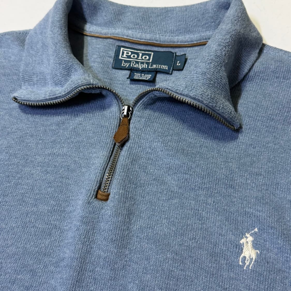 폴로 랄프로렌 스카이 블루 코튼 하프집업 니트 상품이미지3